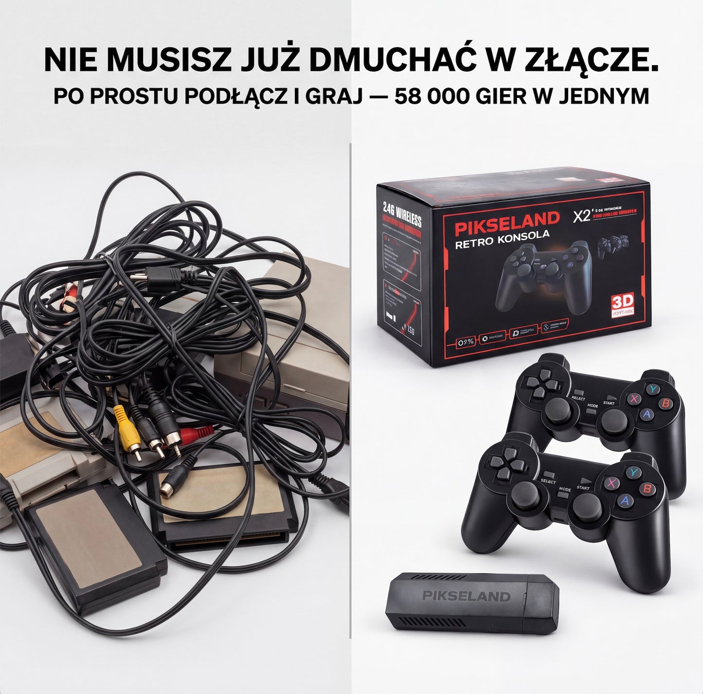 PIKSELAND™ - Konsola Retro Plug & Play + 2 Pady