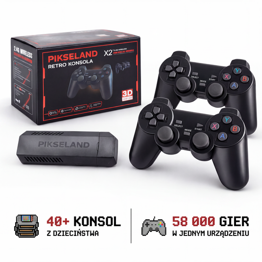 PIKSELAND™ - Konsola Retro Plug & Play + 2 Pady